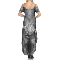 New Zealand Matariki Ururangi Summer Maxi Dress Maori Moko Grey Galaxy LT05 - Polynesian Pride