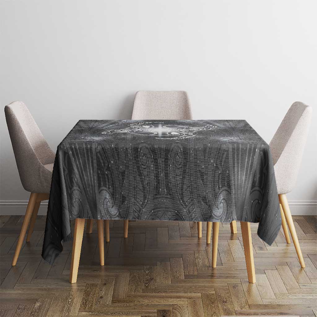 New Zealand Matariki Ururangi Tablecloth Maori Moko Grey Galaxy LT05 - Polynesian Pride