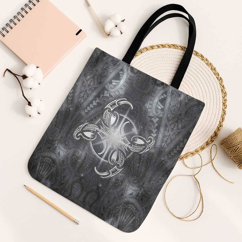 New Zealand Matariki Ururangi Tote Bag Maori Moko Grey Galaxy LT05 Black Strap One Size Grey - Polynesian Pride