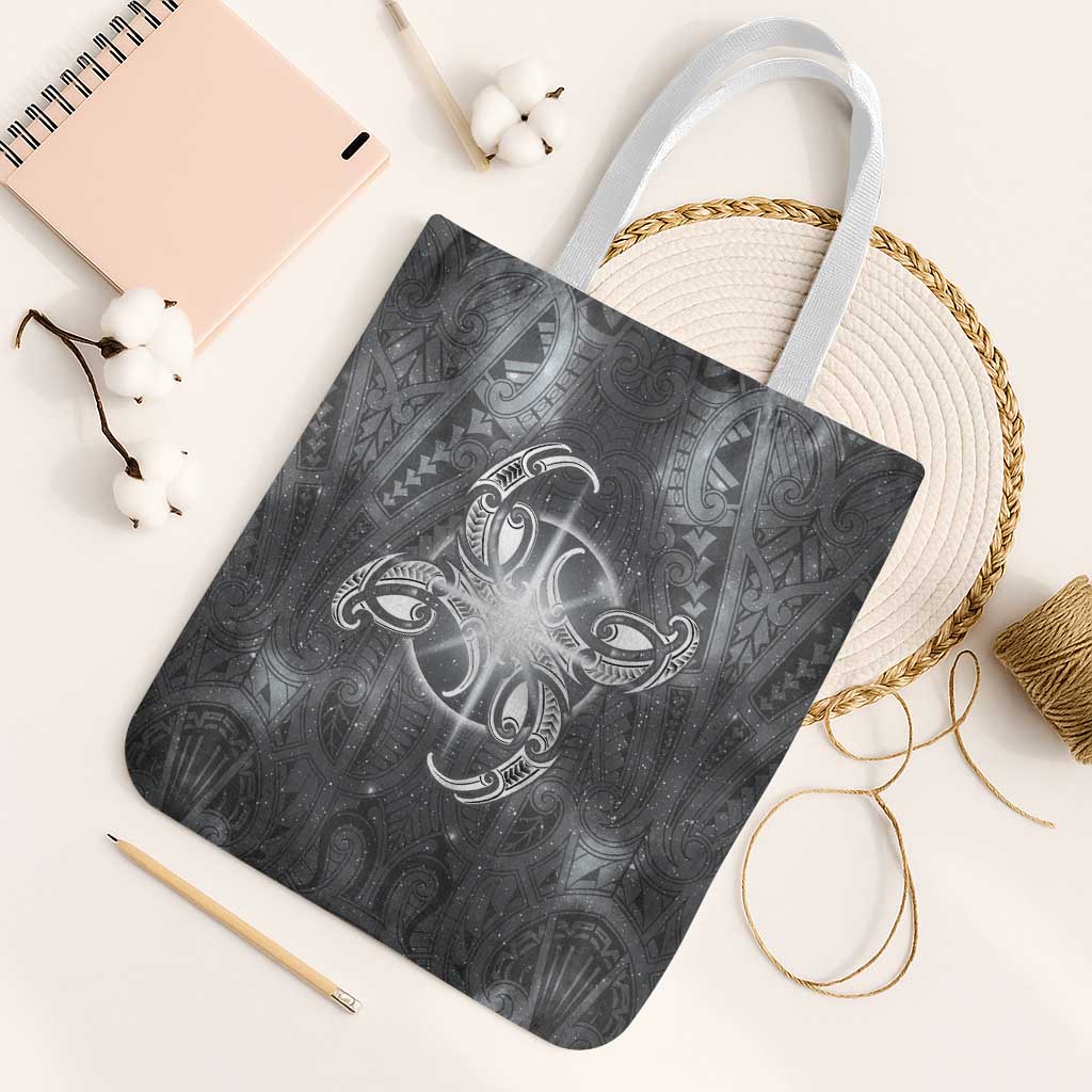 New Zealand Matariki Ururangi Tote Bag Maori Moko Grey Galaxy LT05 White Strap One Size Grey - Polynesian Pride