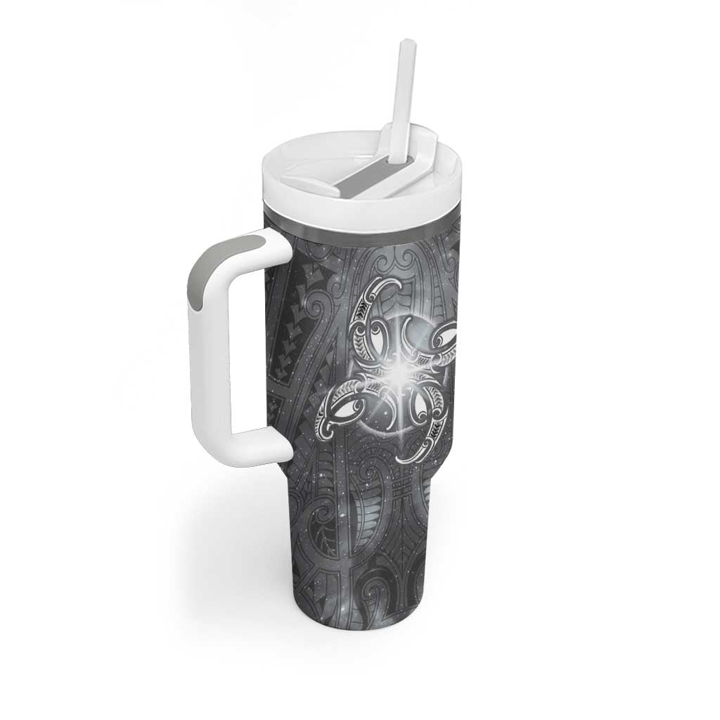 New Zealand Matariki Ururangi Tumbler With Handle Maori Moko Grey Galaxy LT05 - Polynesian Pride