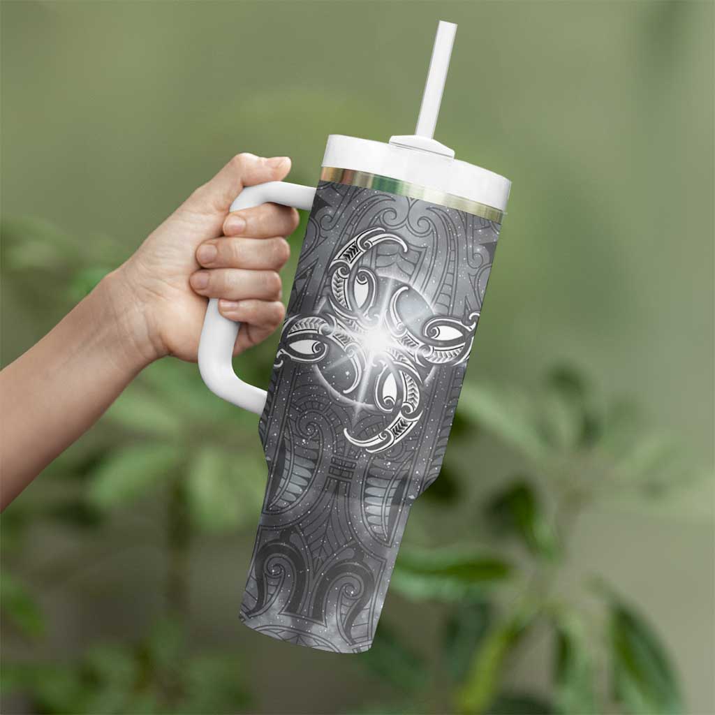 New Zealand Matariki Ururangi Tumbler With Handle Maori Moko Grey Galaxy LT05 - Polynesian Pride