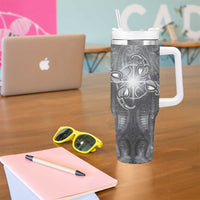 New Zealand Matariki Ururangi Tumbler With Handle Maori Moko Grey Galaxy LT05 - Polynesian Pride