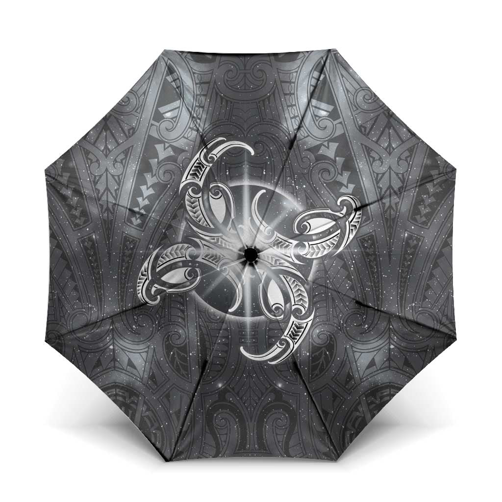 New Zealand Matariki Ururangi Umbrella Maori Moko Grey Galaxy LT05 One Size Folded 11.42 inch Opened Diameter 37.4 inch Grey - Polynesian Pride
