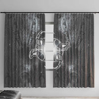 New Zealand Matariki Ururangi Window Curtain Maori Moko Grey Galaxy LT05 With Hooks Grey - Polynesian Pride