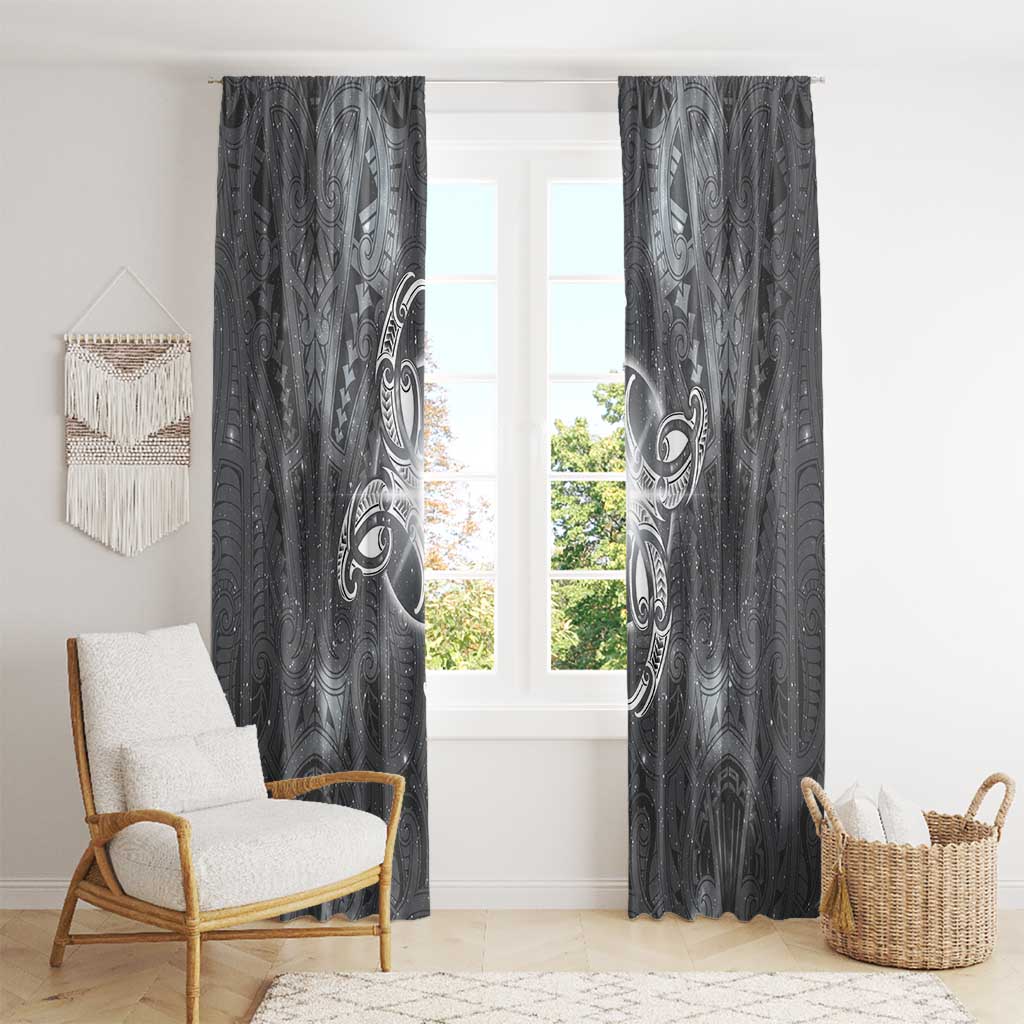 New Zealand Matariki Ururangi Window Curtain Maori Moko Grey Galaxy LT05 - Polynesian Pride