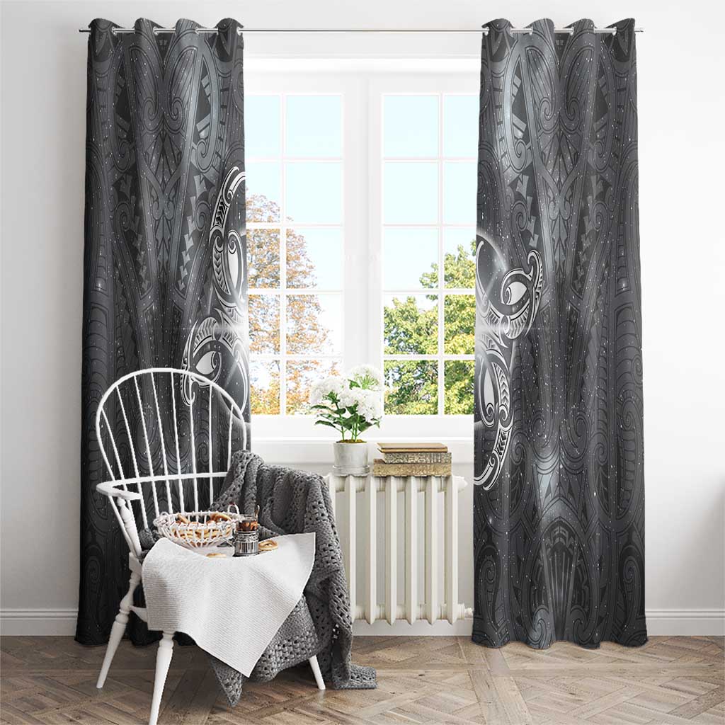 New Zealand Matariki Ururangi Window Curtain Maori Moko Grey Galaxy LT05 - Polynesian Pride