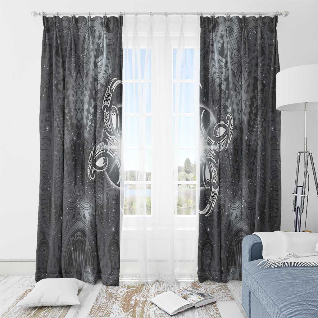 New Zealand Matariki Ururangi Window Curtain Maori Moko Grey Galaxy LT05 - Polynesian Pride