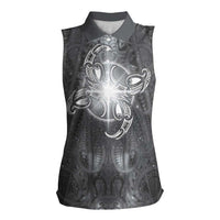 New Zealand Matariki Ururangi Women Sleeveless Polo Shirt Maori Moko Grey Galaxy
