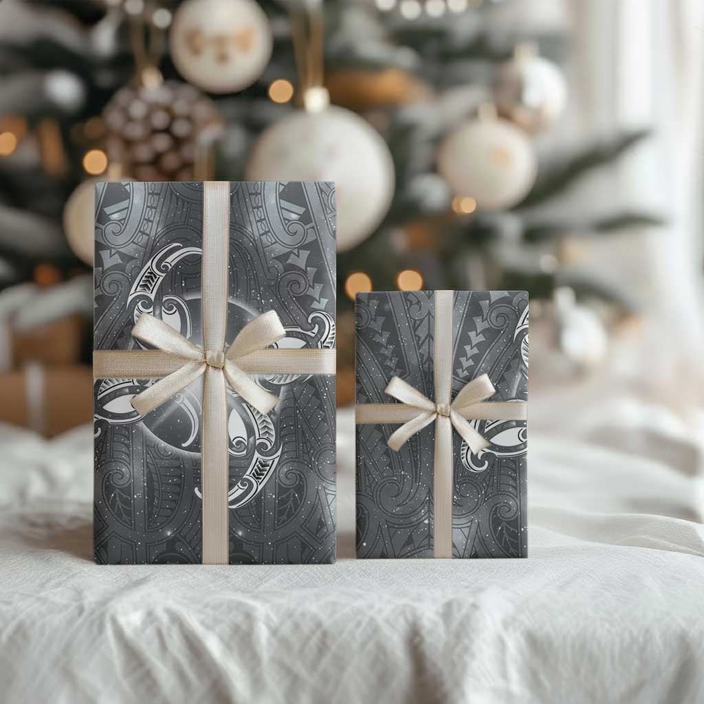 New Zealand Matariki Ururangi Wrapping Paper Maori Moko Grey Galaxy