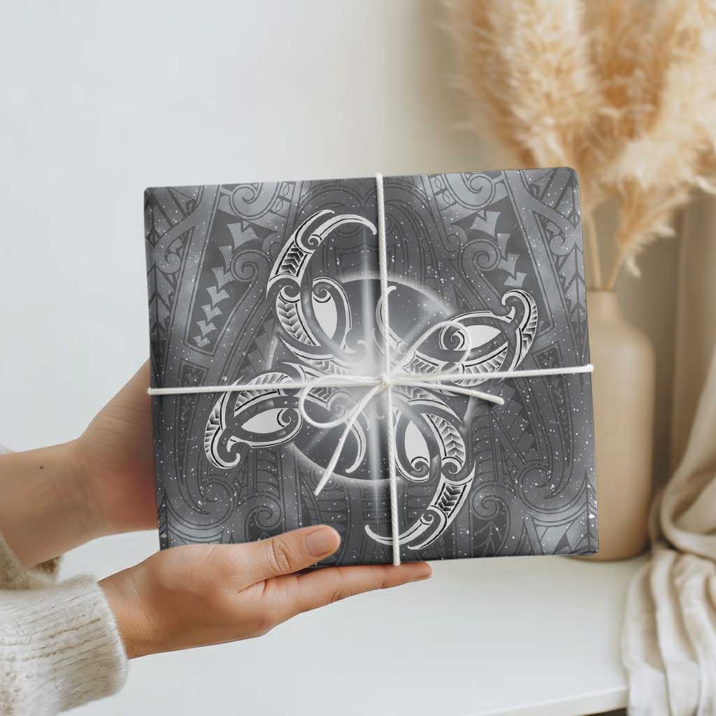 New Zealand Matariki Ururangi Wrapping Paper Maori Moko Grey Galaxy