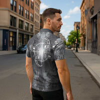 New Zealand Matariki Ururangi Zipper Polo Shirt Maori Moko Grey Galaxy LT05 - Polynesian Pride