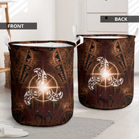New Zealand Matariki Tupuanuku Laundry Basket Maori Moko Brown Galaxy LT05 - Polynesian Pride