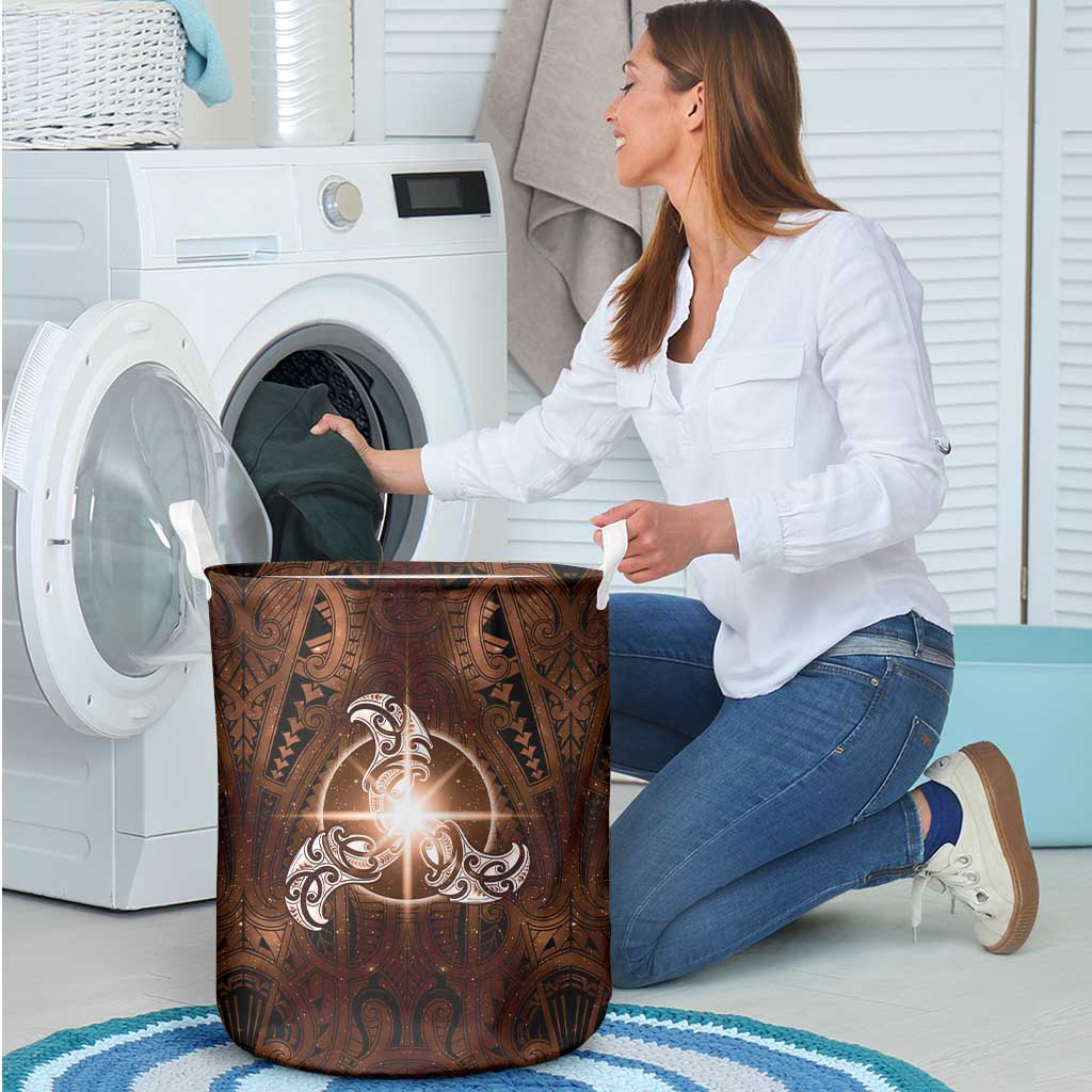New Zealand Matariki Tupuanuku Laundry Basket Maori Moko Brown Galaxy LT05 - Polynesian Pride