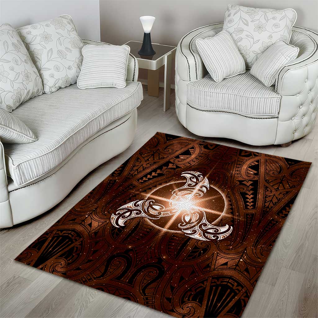 New Zealand Matariki Tupuanuku Area Rug Maori Moko Brown Galaxy LT05 - Polynesian Pride
