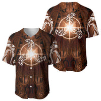 New Zealand Matariki Tupuanuku Baseball Jersey Maori Moko Brown Galaxy