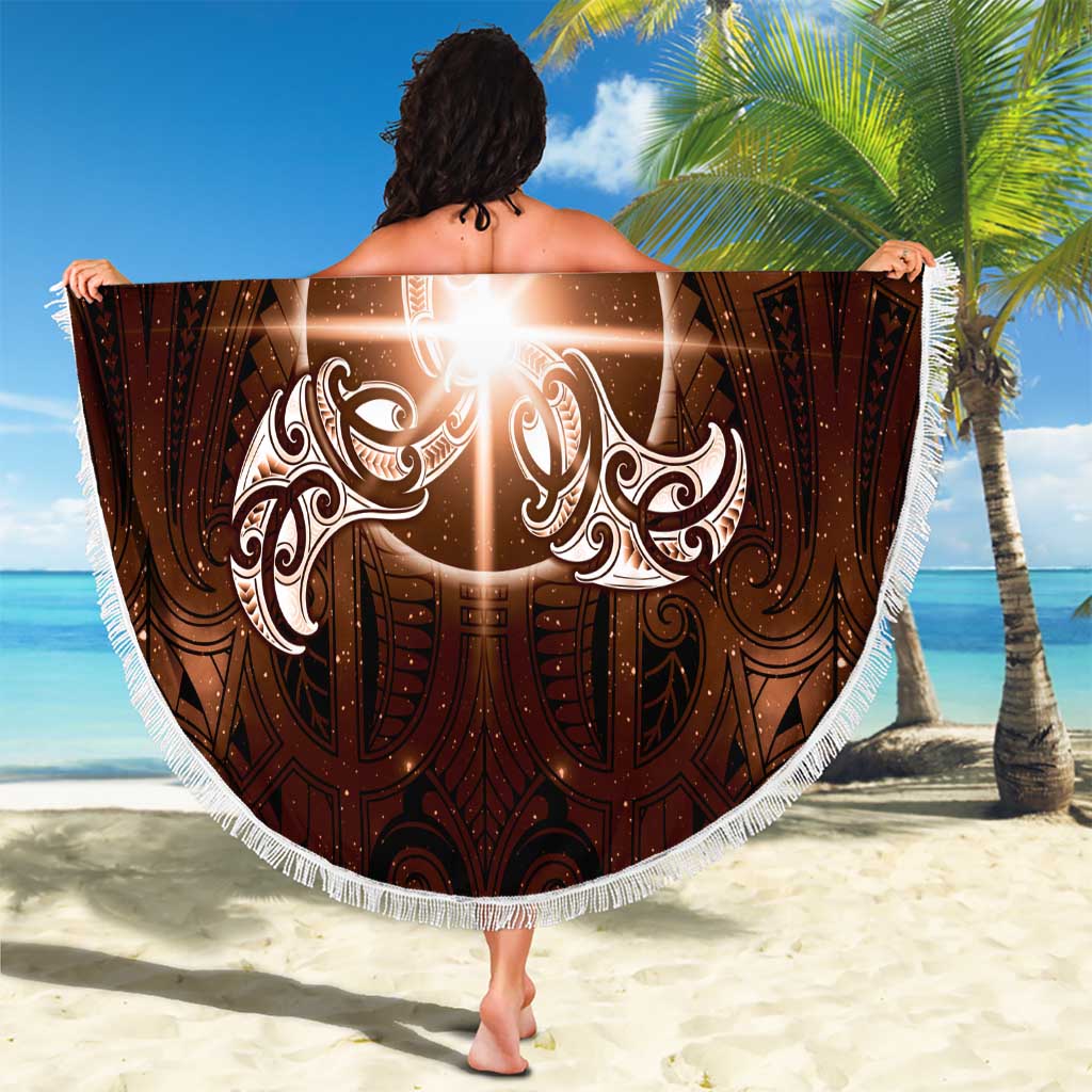 New Zealand Matariki Tupuanuku Beach Blanket Maori Moko Brown Galaxy LT05 - Polynesian Pride