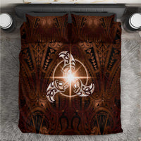 New Zealand Matariki Tupuanuku Bedding Set Maori Moko Brown Galaxy LT05 Brown - Polynesian Pride