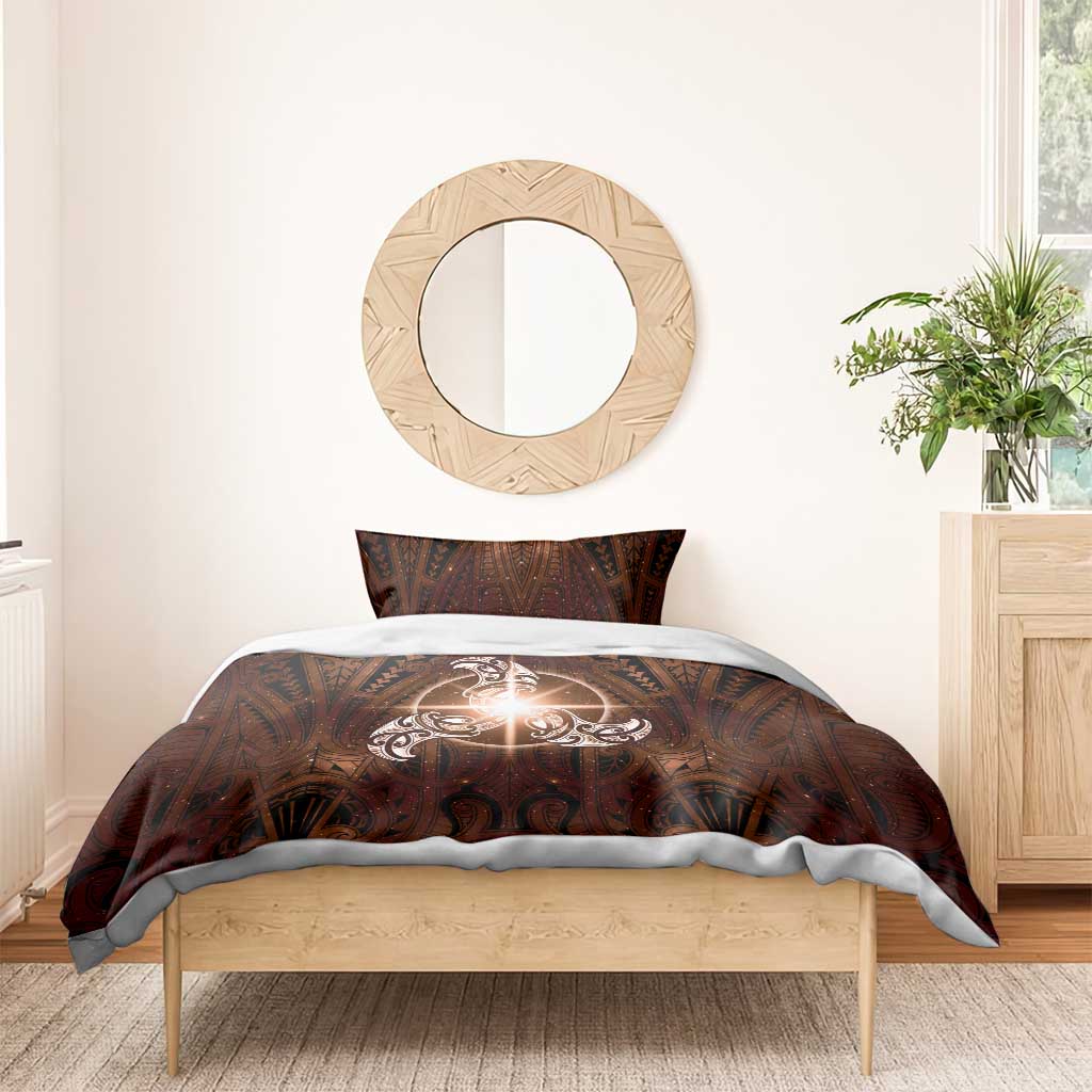 New Zealand Matariki Tupuanuku Bedding Set Maori Moko Brown Galaxy LT05 - Polynesian Pride
