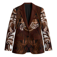 New Zealand Matariki Tupuanuku Blazer Maori Moko Brown Galaxy LT05 Unisex Brown - Polynesian Pride