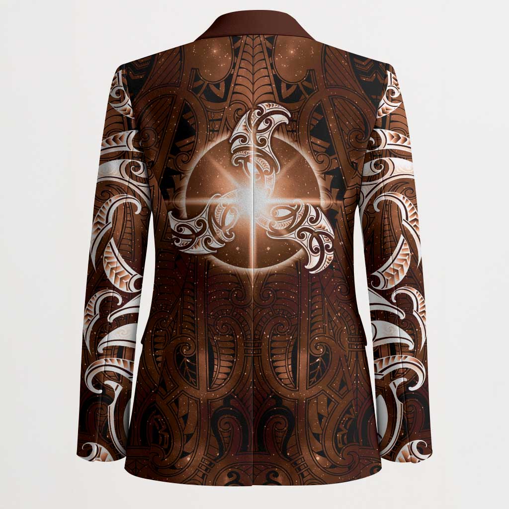 New Zealand Matariki Tupuanuku Blazer Maori Moko Brown Galaxy LT05 - Polynesian Pride