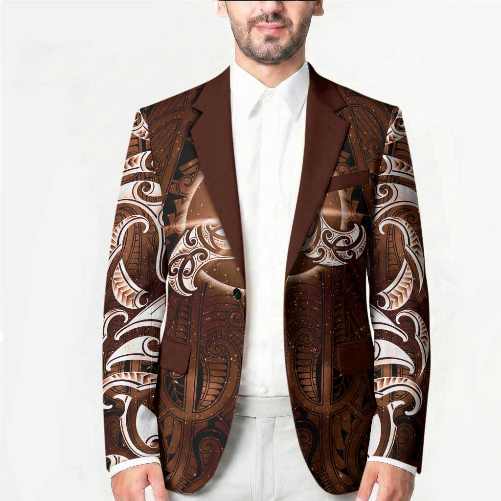 New Zealand Matariki Tupuanuku Blazer Maori Moko Brown Galaxy LT05 - Polynesian Pride