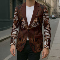 New Zealand Matariki Tupuanuku Blazer Maori Moko Brown Galaxy LT05 - Polynesian Pride