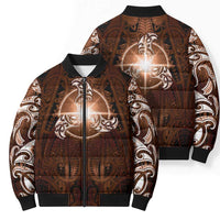 New Zealand Matariki Tupuanuku Bomber Puffer Jacket Maori Moko Brown Galaxy LT05 - Polynesian Pride