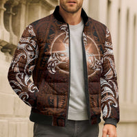 New Zealand Matariki Tupuanuku Bomber Puffer Jacket Maori Moko Brown Galaxy LT05 - Polynesian Pride