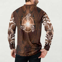 New Zealand Matariki Tupuanuku Button Sweatshirt Maori Moko Brown Galaxy LT05 - Polynesian Pride