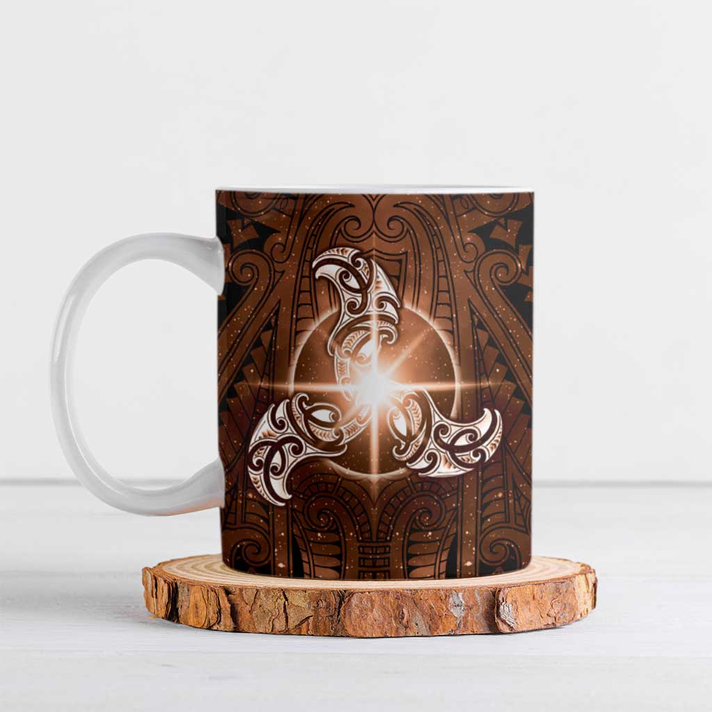 New Zealand Matariki Tupuanuku Ceramic Mug Maori Moko Brown Galaxy LT05 Brown - Polynesian Pride