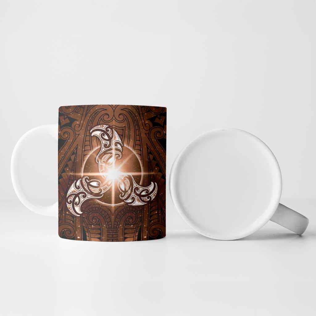 New Zealand Matariki Tupuanuku Ceramic Mug Maori Moko Brown Galaxy LT05 - Polynesian Pride