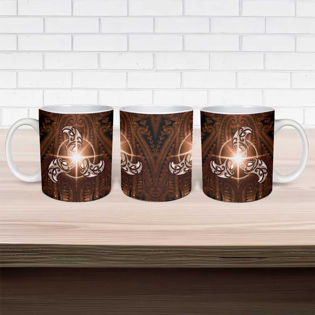 New Zealand Matariki Tupuanuku Ceramic Mug Maori Moko Brown Galaxy LT05 - Polynesian Pride