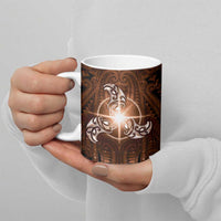 New Zealand Matariki Tupuanuku Ceramic Mug Maori Moko Brown Galaxy LT05 - Polynesian Pride