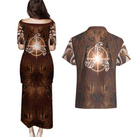 New Zealand Matariki Tupuanuku Couples Matching Puletasi and Hawaiian Shirt Maori Moko Brown Galaxy