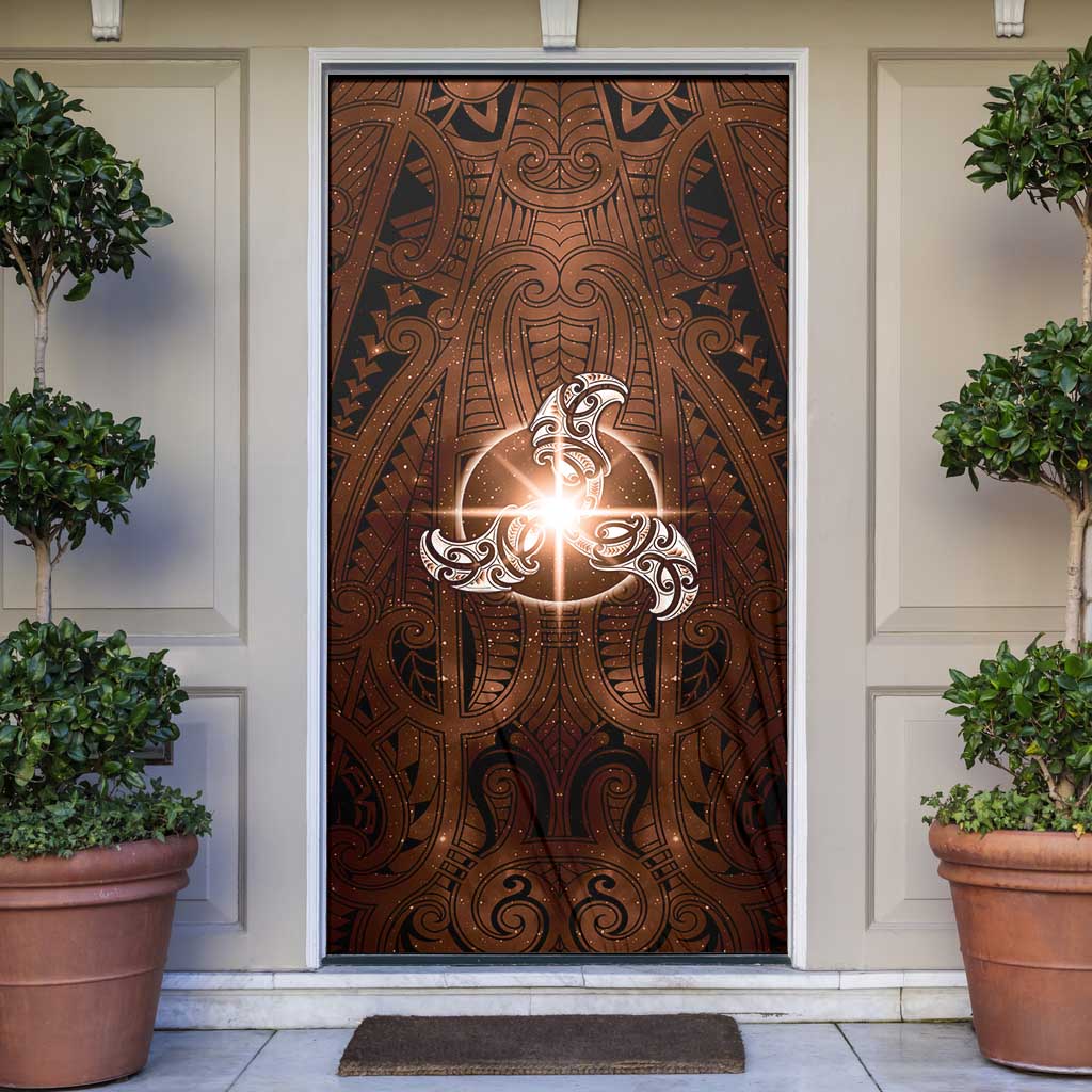New Zealand Matariki Tupuanuku Door Cover Maori Moko Brown Galaxy