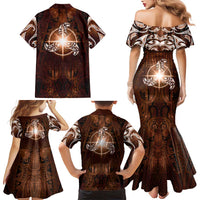 New Zealand Matariki Tupuanuku Family Matching Mermaid Dress and Hawaiian Shirt Maori Moko Brown Galaxy