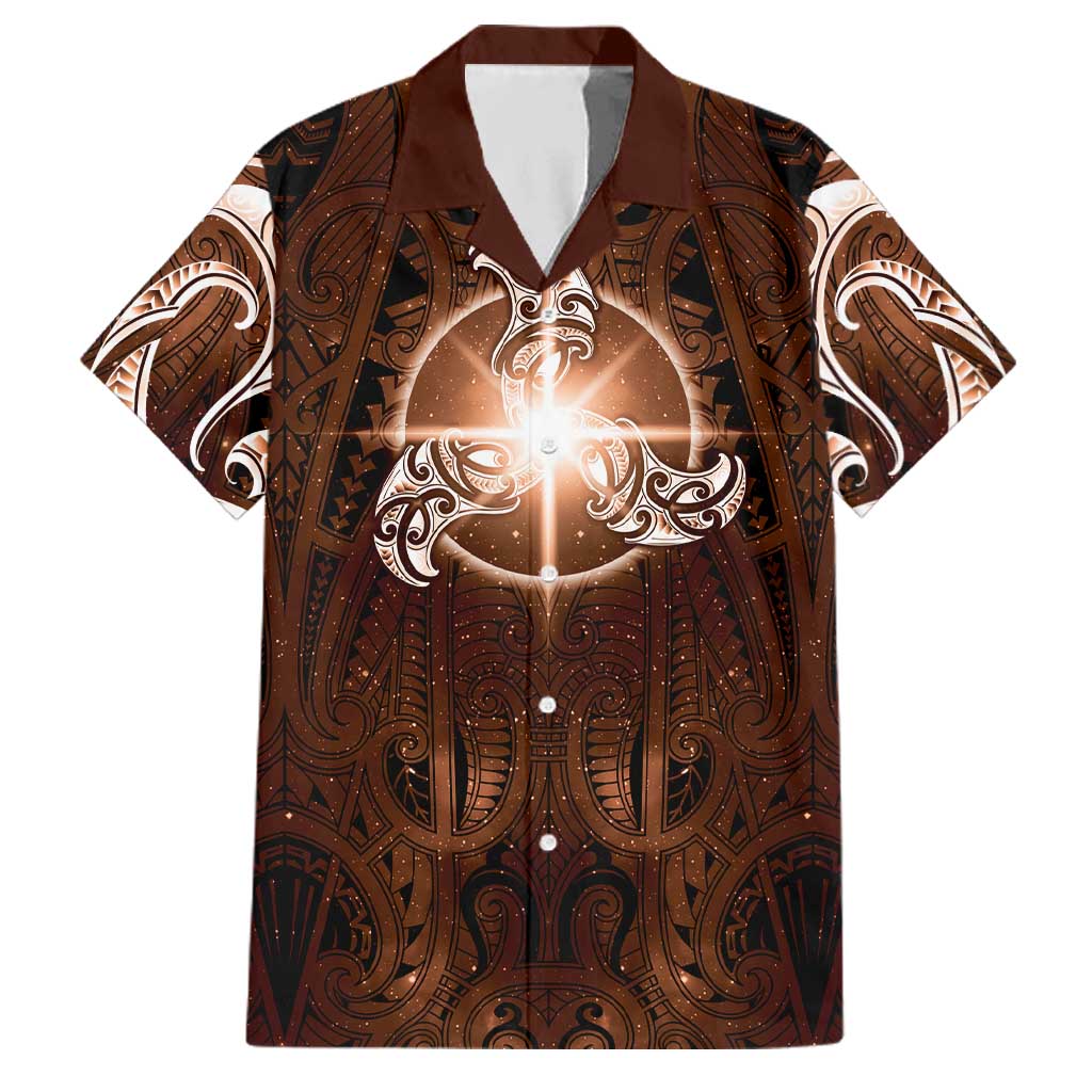New Zealand Matariki Tupuanuku Family Matching Mermaid Dress and Hawaiian Shirt Maori Moko Brown Galaxy