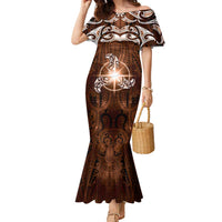 New Zealand Matariki Tupuanuku Family Matching Mermaid Dress and Hawaiian Shirt Maori Moko Brown Galaxy