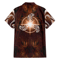 New Zealand Matariki Tupuanuku Family Matching Off Shoulder Maxi Dress and Hawaiian Shirt Maori Moko Brown Galaxy