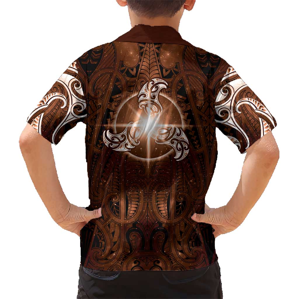 New Zealand Matariki Tupuanuku Family Matching Puletasi and Hawaiian Shirt Maori Moko Brown Galaxy