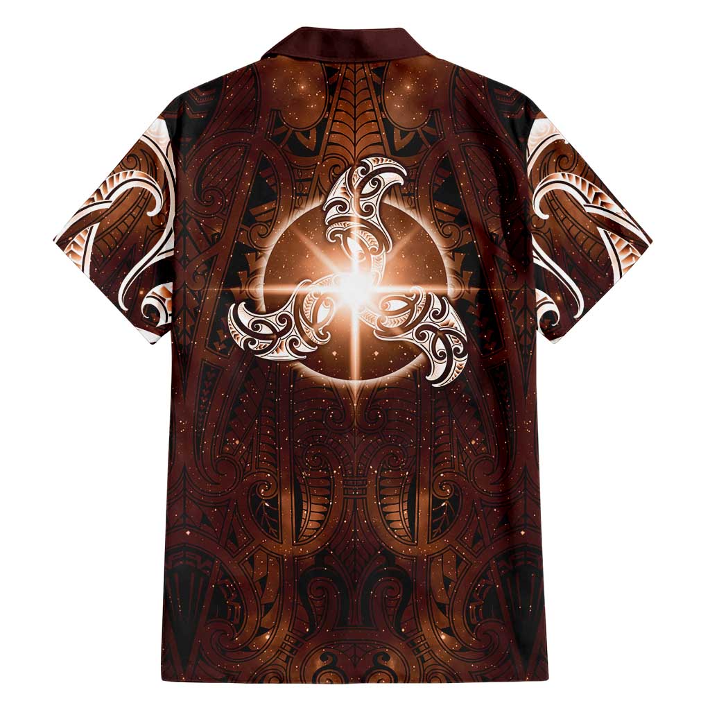 New Zealand Matariki Tupuanuku Family Matching Puletasi and Hawaiian Shirt Maori Moko Brown Galaxy
