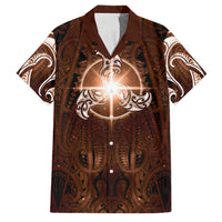 New Zealand Matariki Tupuanuku Family Matching Summer Maxi Dress and Hawaiian Shirt Maori Moko Brown Galaxy