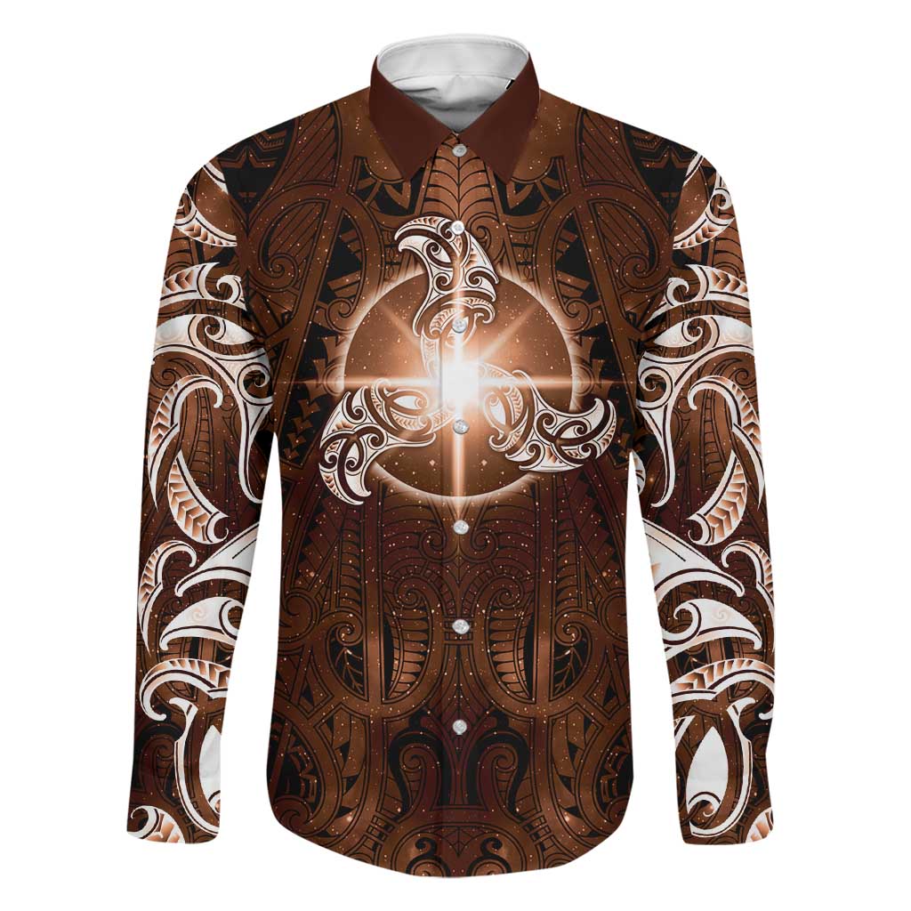 New Zealand Matariki Tupuanuku Family Matching Summer Maxi Dress and Hawaiian Shirt Maori Moko Brown Galaxy