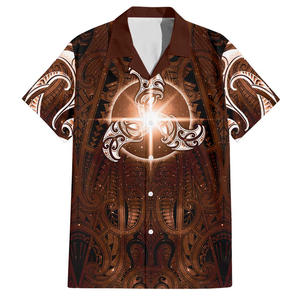 New Zealand Matariki Tupuanuku Hawaiian Shirt Maori Moko Brown Galaxy