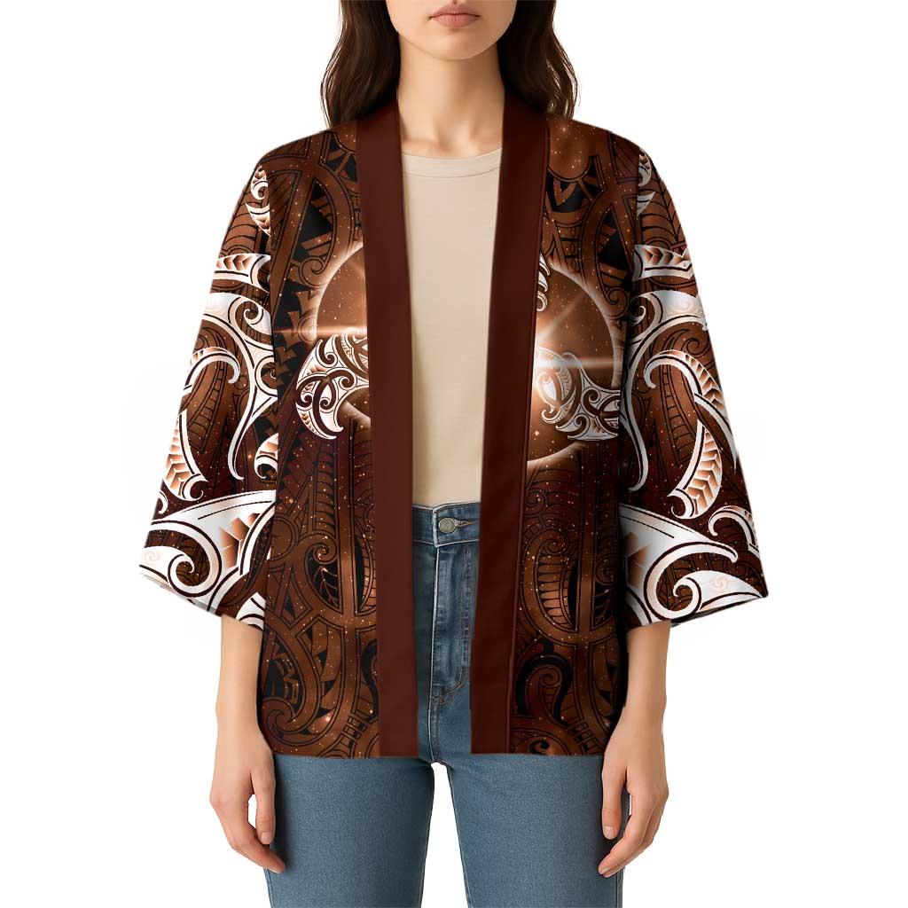 New Zealand Matariki Tupuanuku Kimono Maori Moko Brown Galaxy