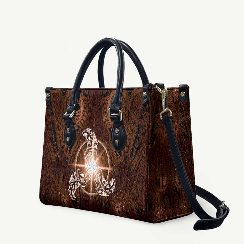 New Zealand Matariki Tupuanuku Leather Bag Maori Moko Brown Galaxy