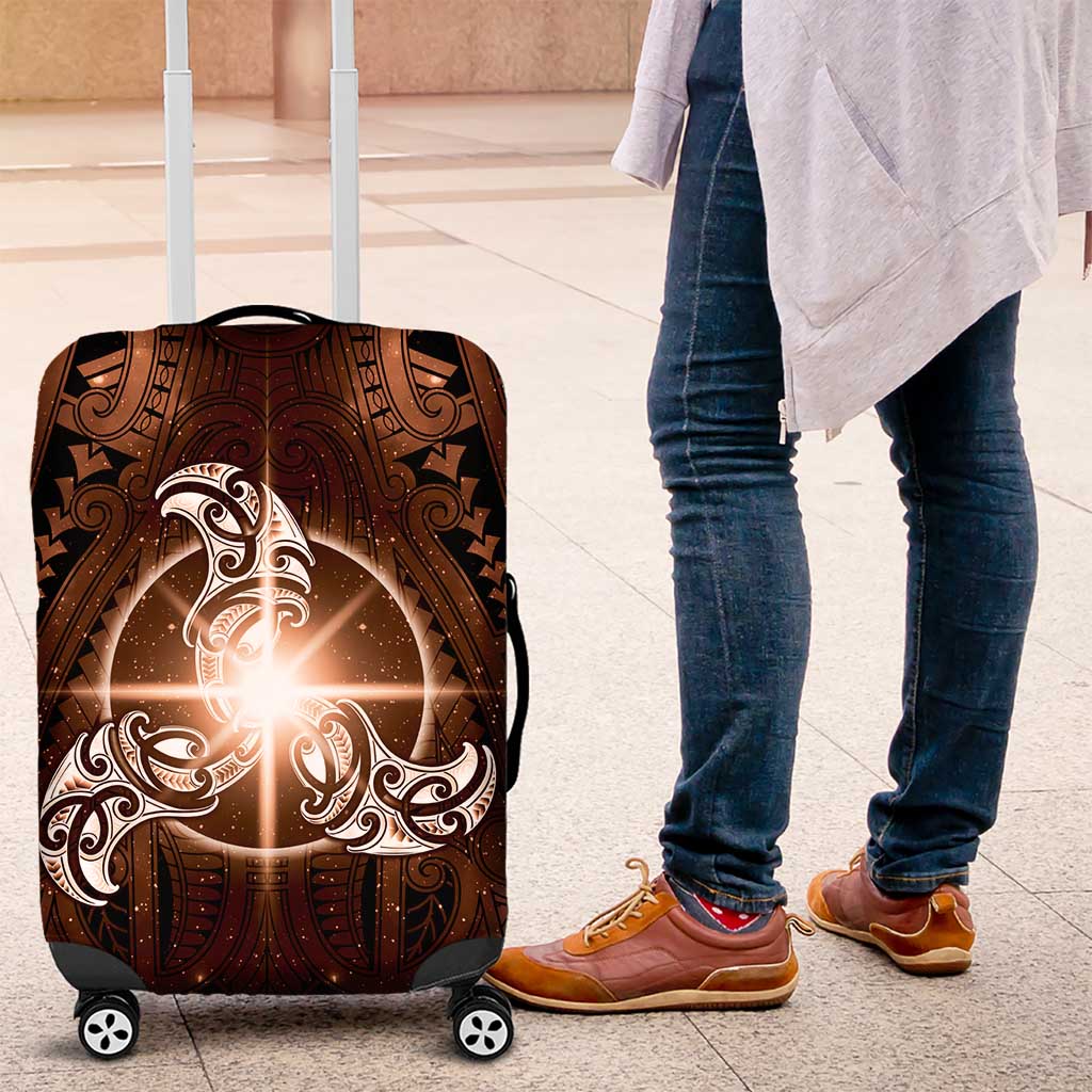 New Zealand Matariki Tupuanuku Luggage Cover Maori Moko Brown Galaxy