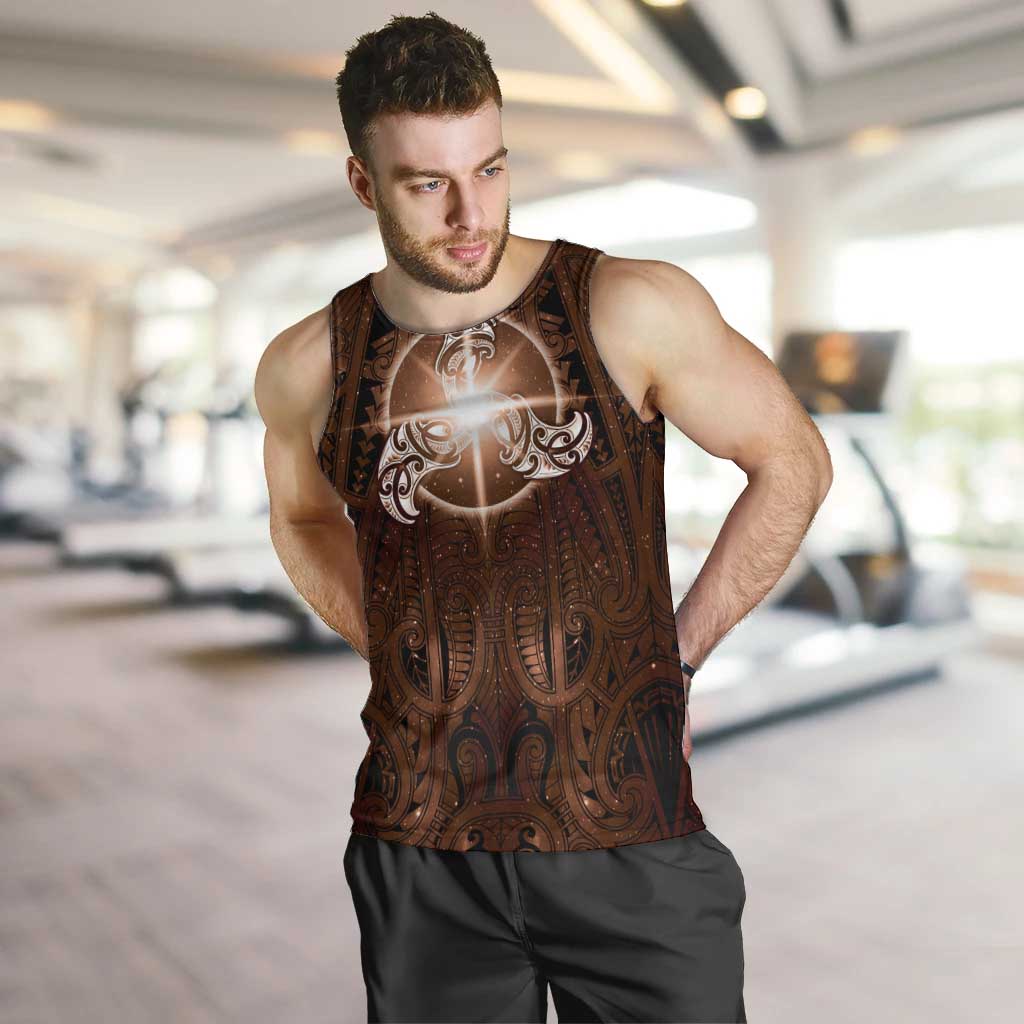 New Zealand Matariki Tupuanuku Men Tank Top Maori Moko Brown Galaxy LT05 Brown - Polynesian Pride