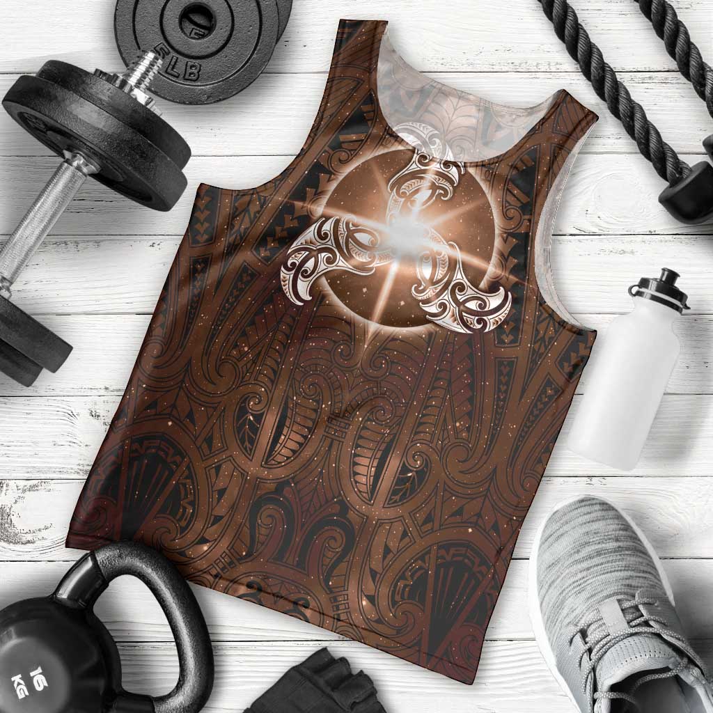 New Zealand Matariki Tupuanuku Men Tank Top Maori Moko Brown Galaxy LT05 - Polynesian Pride